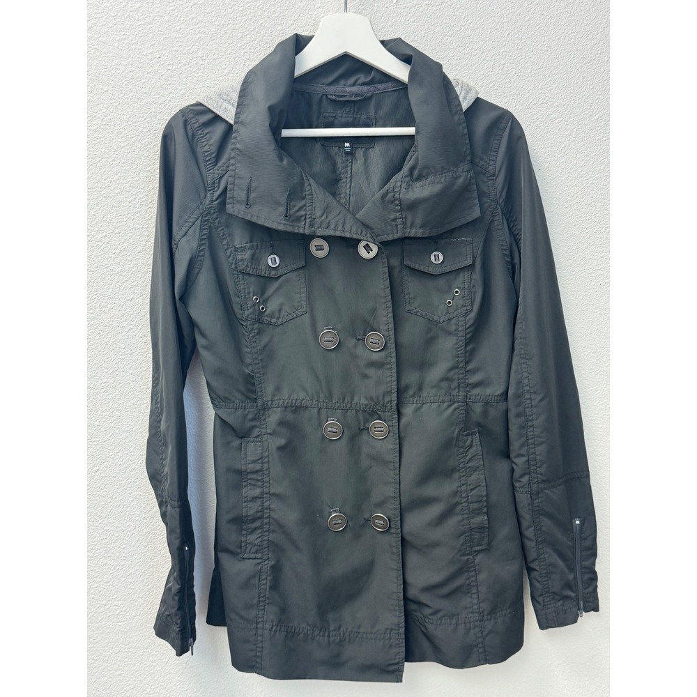 Hurley Hooded Jacket Lightweight Rain‎ Coat Windbreaker Black Medium